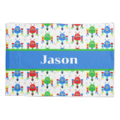 Farbenfrohe Roboter Kinder Personalisiert Kissenbezug (Rückseite)