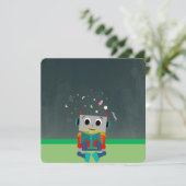 Farbenfrohe Roboterkarte Einladung (Stehend Vorderseite)