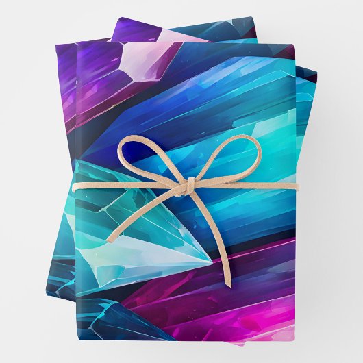 Farbenfrohe Rock Crystal Art Wrapping Paper Sheets Geschenkpapier Set