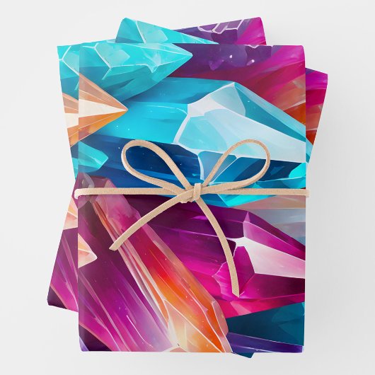 Farbenfrohe Rock Crystal Art Wrapping Paper Sheets Geschenkpapier Set