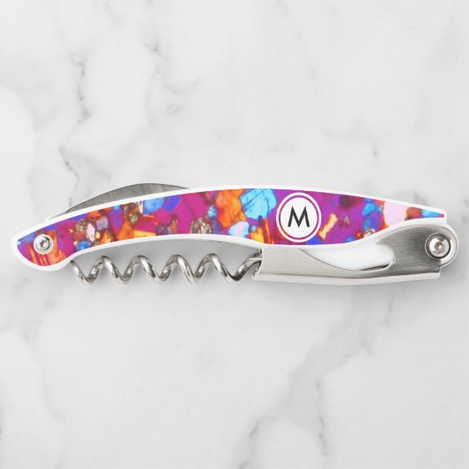 Farbenfrohe Rock-Dünnschicht mit Monogramm Kellnermesser (Rückseite)