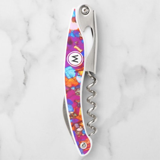 Farbenfrohe Rock-Dünnschicht mit Monogramm Kellnermesser (Rückseite)