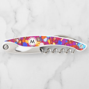 Farbenfrohe Rock-Dünnschicht mit Monogramm Kellnermesser