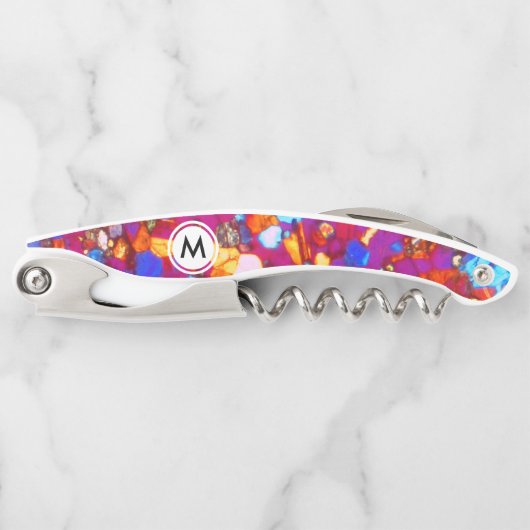 Farbenfrohe Rock-Dünnschicht mit Monogramm Kellnermesser (Vorderseite)