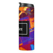 Farbenfrohe Rock-Dünnschicht mit Name und Monogram Thermosbecher (Nach rechts gedreht)