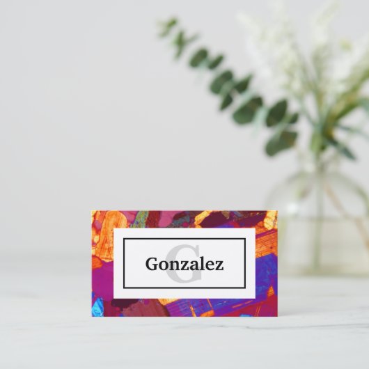 Farbenfrohe Rock-Dünnschicht mit Name und Monogram Visitenkarte (Stehend Vorderseite)