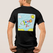 Farbenfrohe Rocket Doodle Spaß Weltraumkunst Tri-Blend Shirt (Rückseite)