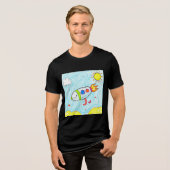 Farbenfrohe Rocket Doodle Spaß Weltraumkunst Tri-Blend Shirt (Vorderseite voll)