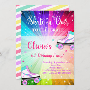 Farbenfrohe Roller Skate Geburtstagsparty Einladun Einladung