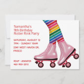 Farbenfrohe Roller Skaten zum Geburtstag Einladung (Vorderseite)