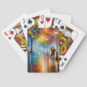 Farbenfrohe romantische Couple Street Night Painti Spielkarten (Rückseite)