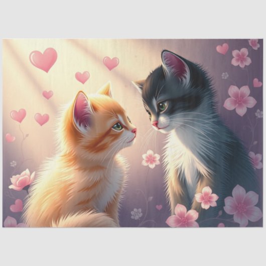 Farbenfrohe romantische Katzen - Tissue Paper Seidenpapier (Vorderseite)