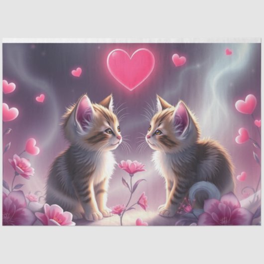 Farbenfrohe romantische Katzen - Tissue Paper Seidenpapier (Vorderseite)