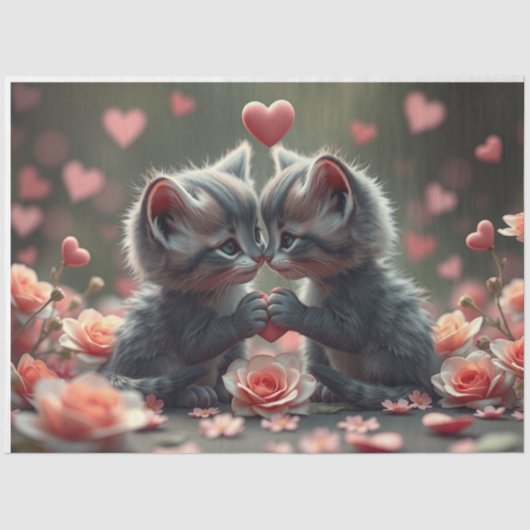 Farbenfrohe romantische Katzen - Tissue Paper Seidenpapier (Vorderseite)