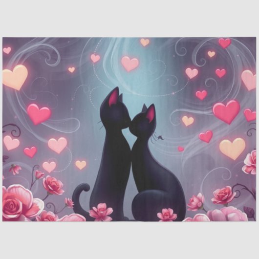 Farbenfrohe romantische Katzen - Tissue Paper Seidenpapier (Vorderseite)