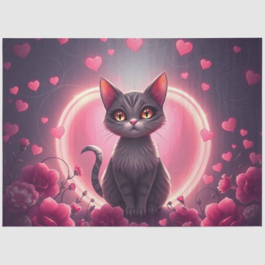 Farbenfrohe romantische Katzen - Tissue Paper Seidenpapier (Vorderseite)