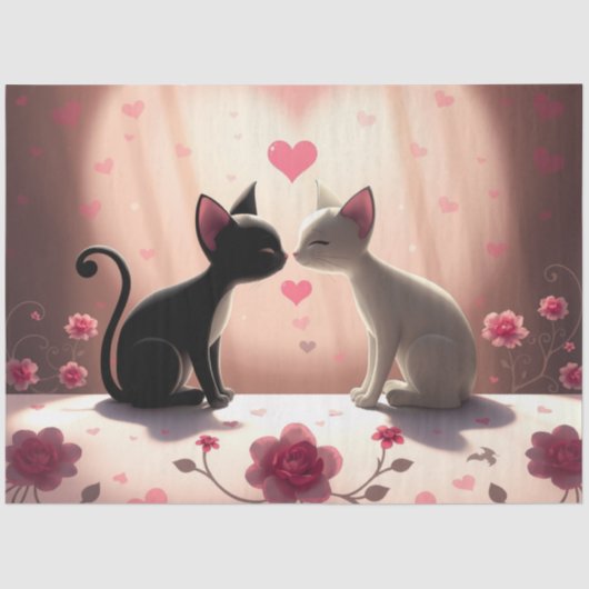 Farbenfrohe romantische Katzen - Tissue Paper Seidenpapier (Vorderseite)