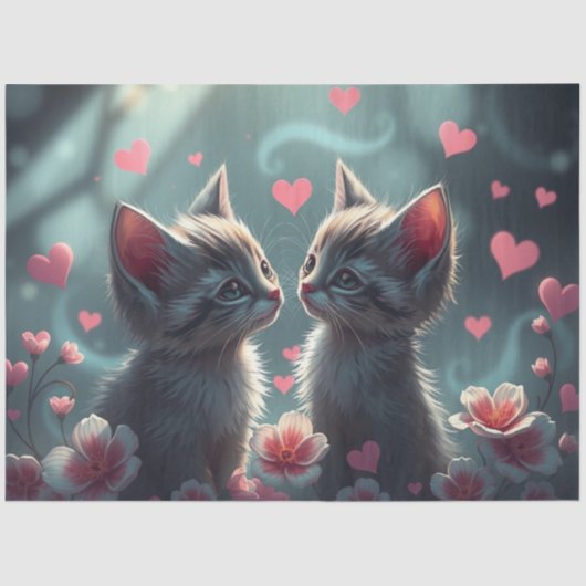 Farbenfrohe romantische Katzen - Tissue Paper Seidenpapier (Vorderseite)