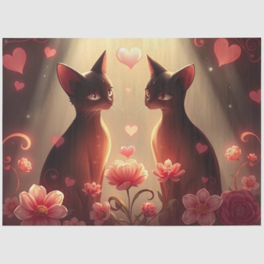 Farbenfrohe romantische Katzen - Tissue Paper Seidenpapier (Vorderseite)