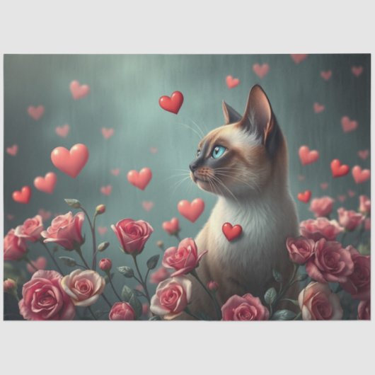 Farbenfrohe romantische Katzen - Tissue Paper Seidenpapier (Vorderseite)