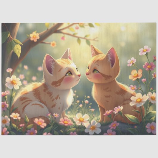 Farbenfrohe romantische Katzen - Tissue Paper Seidenpapier (Vorderseite)