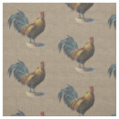 Farbenfrohe Rooster auf Imitate Jute Burlap Muster Stoff (Muster)