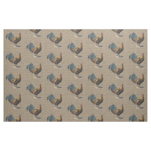 Farbenfrohe Rooster auf Imitate Jute Burlap Muster Stoff (Fat Quarter (45,7 x 55,9 cm))