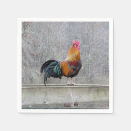 Farbenfrohe Rooster auf Papier Napkins Serviette