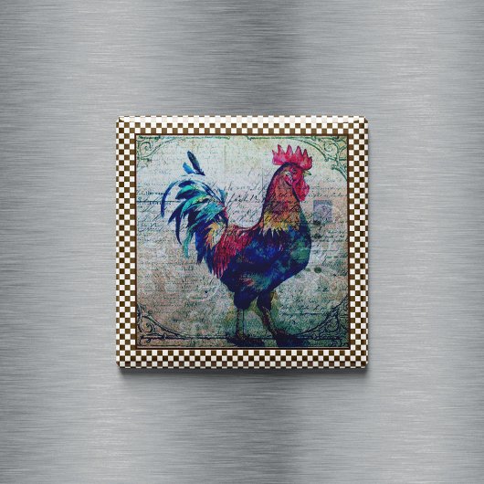 Farbenfrohe Rooster Country Ephemere Magnet