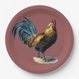 Farbenfrohe Rooster Country Hühnchen Vintag Marsal Pappteller