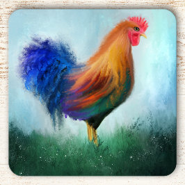 Farbenfrohe Rooster Fine Art Untersetzer