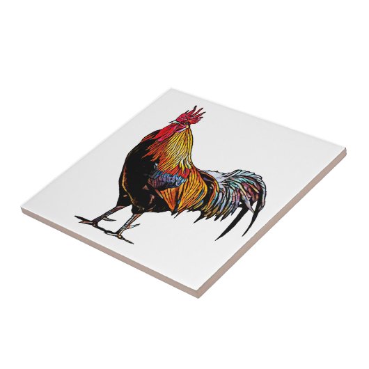 Farbenfrohe Rooster Fliese (Seite)