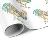 Farbenfrohe Rooster Geschenkpapier (Rolleneckpunkt)