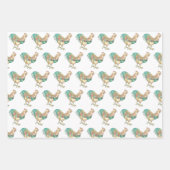 Farbenfrohe Rooster Geschenkpapier Set (Vorderseite 3)