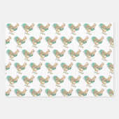 Farbenfrohe Rooster Geschenkpapier Set (Vorderseite 2)