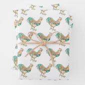 Farbenfrohe Rooster Geschenkpapier Set (Beispiel)