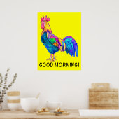 Farbenfrohe Rooster Guten Morgen! Poster (Küche)
