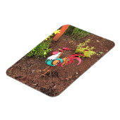 Farbenfrohe Rooster im Garten Magnet (Linke Seite)