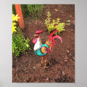 Farbenfrohe Rooster im Garten Poster (Vorne)