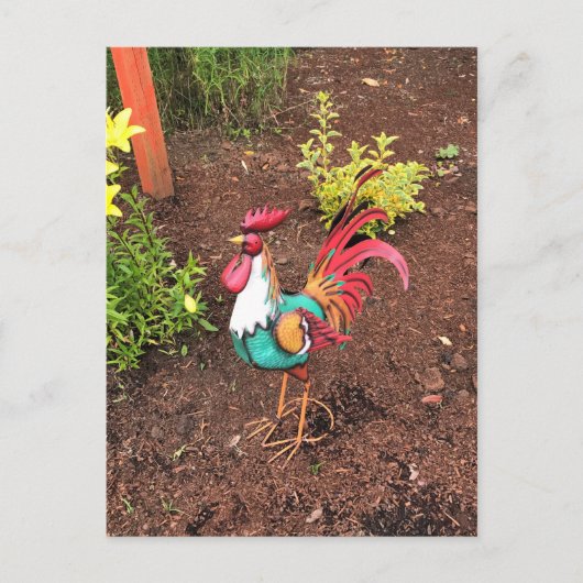 Farbenfrohe Rooster im Garten Postkarte (Vorderseite)