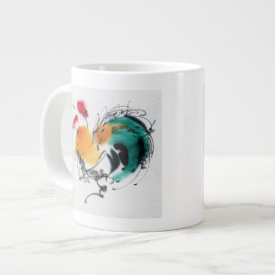Farbenfrohe Rooster. Kalligraphie und Aquarellfarb Jumbo-Tasse