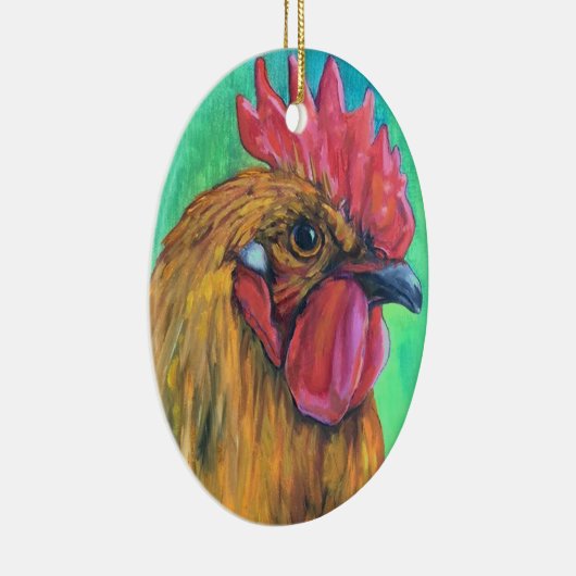 Farbenfrohe Rooster Keramik Ornament (Rechts)