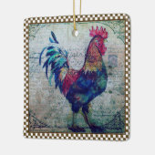 Farbenfrohe Rooster Landhaus Ephemere Keramikornament (Links)
