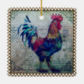 Farbenfrohe Rooster Landhaus Ephemere Keramikornament (Rückseite)