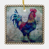Farbenfrohe Rooster Landhaus Ephemere Keramikornament (Vorderseite)