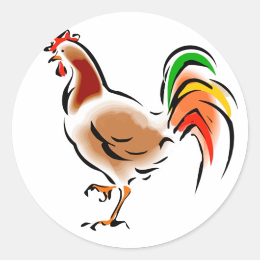 Farbenfrohe Rooster Runder Aufkleber (Vorderseite)