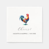 Farbenfrohe Rooster Serviette (Vorderseite)