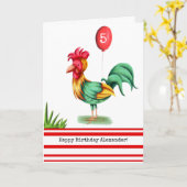 Farbenfrohe Rooster und Ballon Personalisierter Ge Karte (Gelbe Blume)