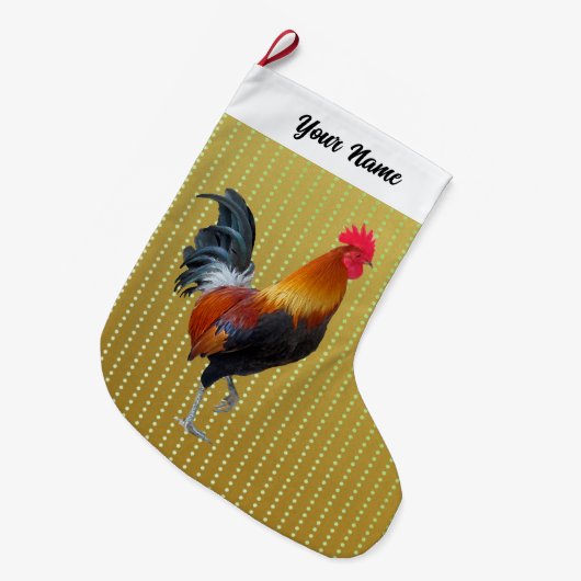 Farbenfrohe Rooster Weihnachts-Strumpf Großer Weihnachtsstrumpf (Vorderansicht (hängend))