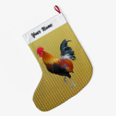Farbenfrohe Rooster Weihnachts-Strumpf Großer Weihnachtsstrumpf (Rückseite (Hängend))
